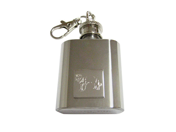 Silver Toned Etched Lassie Dog 1 Oz. Stainless Steel Key Chain Flask