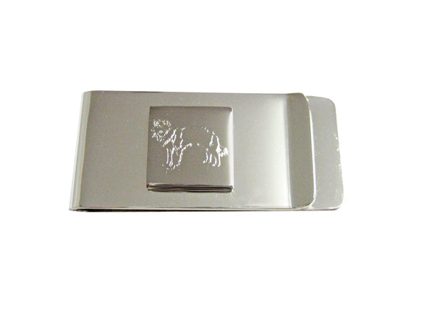 Silver Toned Etched Lassie Dog Money Clip