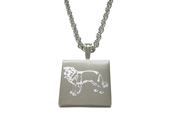 Silver Toned Etched Lassie Dog Pendant Necklace
