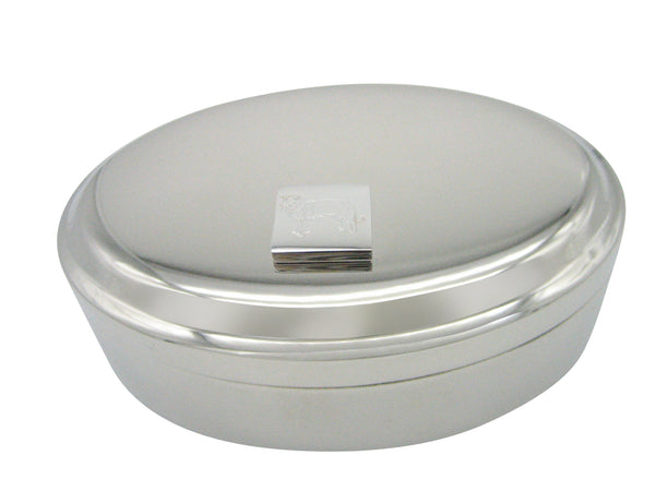 Silver Toned Etched Lassie Dog Pendant Oval Trinket Jewelry Box