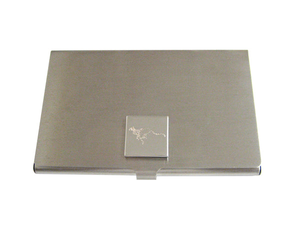 Silver Toned Etched Leaping Cheetah Business Card Holder