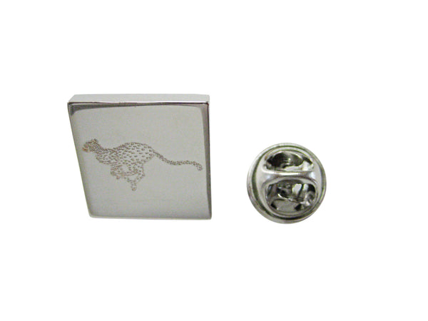 Silver Toned Etched Leaping Cheetah Lapel Pin