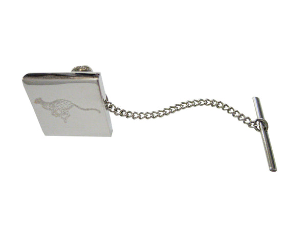Silver Toned Etched Leaping Cheetah Tie Tack
