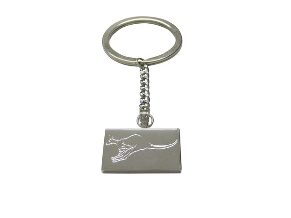 Silver Toned Etched Leaping Kangaroo Keychain