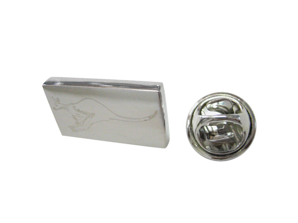Silver Toned Etched Leaping Kangaroo Lapel Pin
