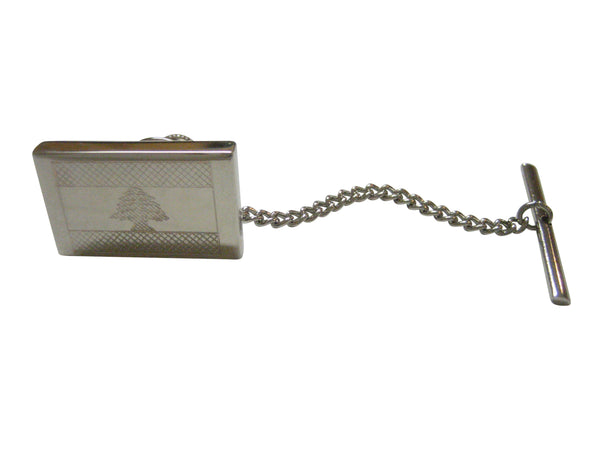 Silver Toned Etched Lebanon Flag Tie Tack