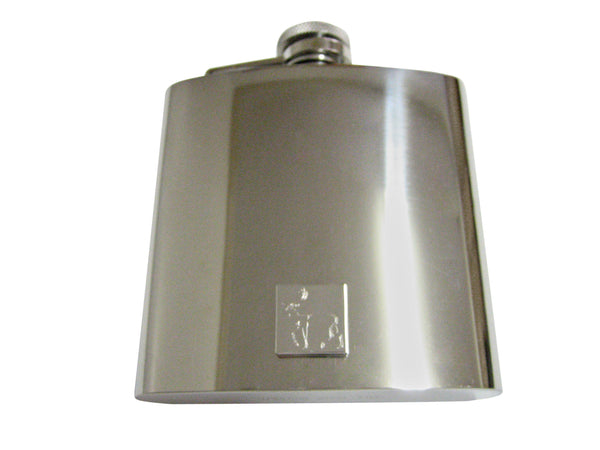 Silver Toned Etched Left Facing Fallow Deer 6 Oz. Stainless Steel Flask