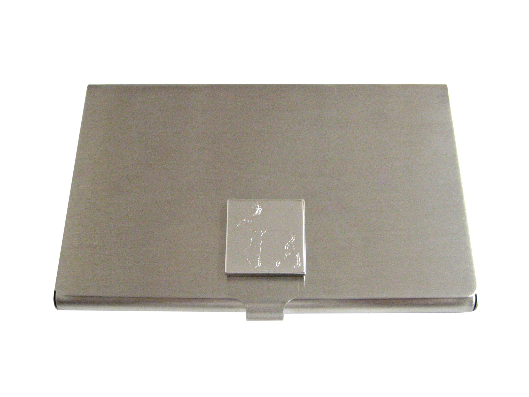 Silver Toned Etched Left Facing Fallow Deer Business Card Holder