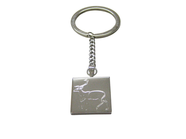 Silver Toned Etched Left Facing Fallow Deer Keychain