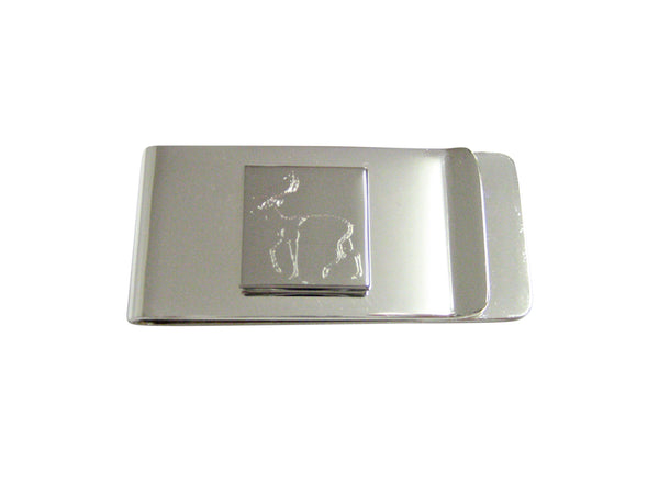 Silver Toned Etched Left Facing Fallow Deer Money Clip