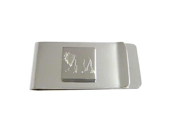 Silver Toned Etched Left Facing Full Lion Money Clip