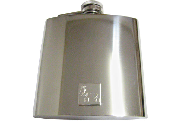Silver Toned Etched Left Facing Moose 6 Oz. Stainless Steel Flask