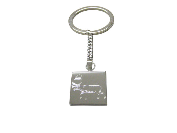 Silver Toned Etched Left Facing Moose Keychain