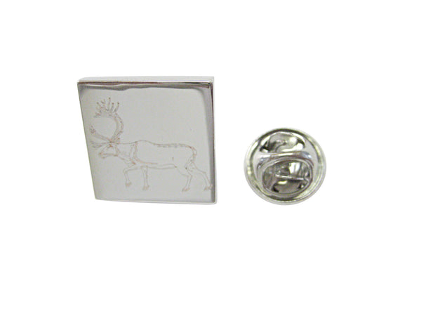 Silver Toned Etched Left Facing Moose Lapel Pin