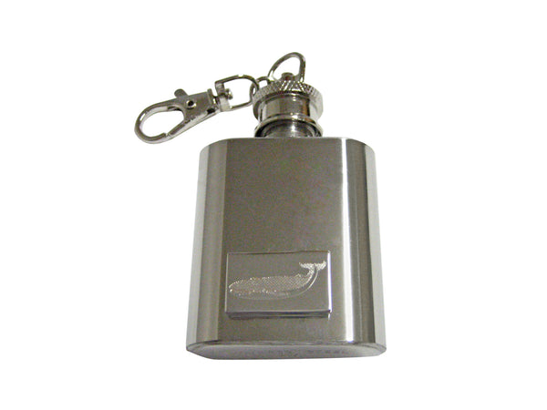 Silver Toned Etched Left Facing Whale 1 Oz. Stainless Steel Key Chain Flask