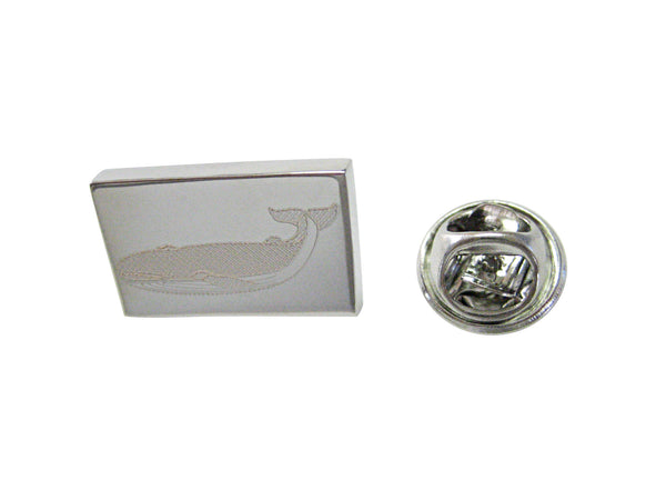 Silver Toned Etched Left Facing Whale Lapel Pin
