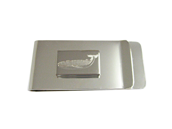 Silver Toned Etched Left Facing Whale Money Clip