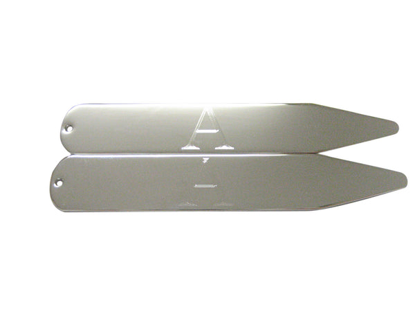 Silver Toned Etched Letter A Monogram Collar Stays