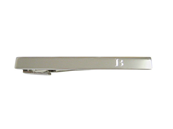 Silver Toned Etched Letter B Monogram Square Tie Clip