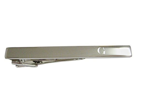 Silver Toned Etched Letter G Monogram Square Tie Clip