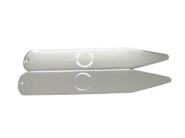 Silver Toned Etched Letter O Monogram Collar Stays