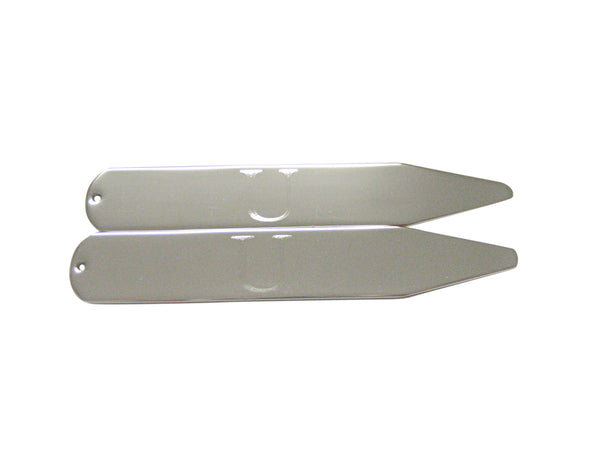 Silver Toned Etched Letter U Monogram Collar Stays