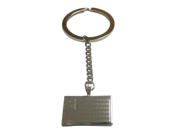 Silver Toned Etched Liberia Flag Pendant Keychain