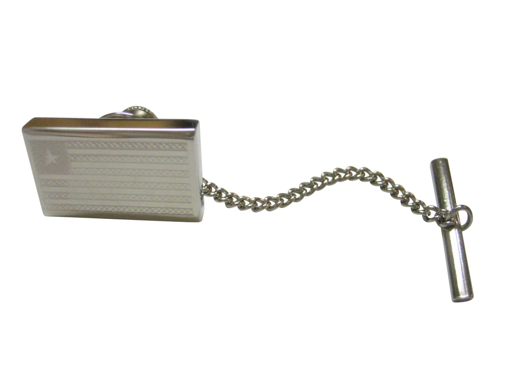 Silver Toned Etched Liberia Flag Tie Tack