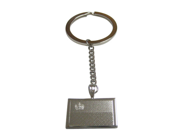 Silver Toned Etched Liechtenstein Flag Pendant Keychain