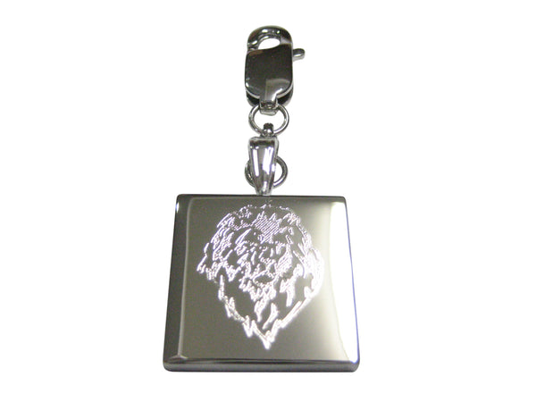 Silver Toned Etched Lion Head Pendant Zipper Pull Charm