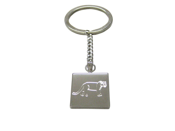 Silver Toned Etched Lioness Keychain