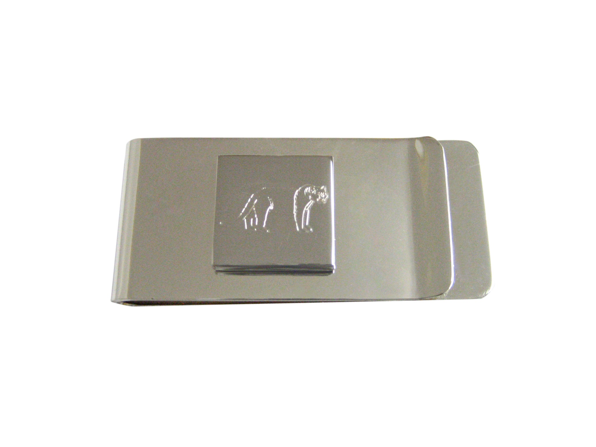 Silver Toned Etched Lioness Money Clip