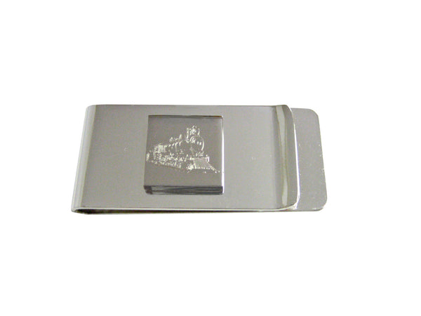 Silver Toned Etched Locomotive Train Money Clip