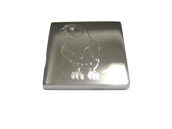 Silver Toned Etched Macaw Bird Magnet