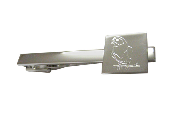 Silver Toned Etched Macaw Bird Square Tie Clip
