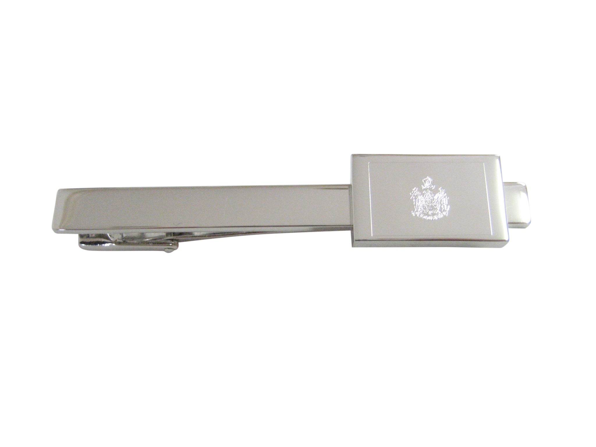 Silver Toned Etched Maine State Flag Square Tie Clip