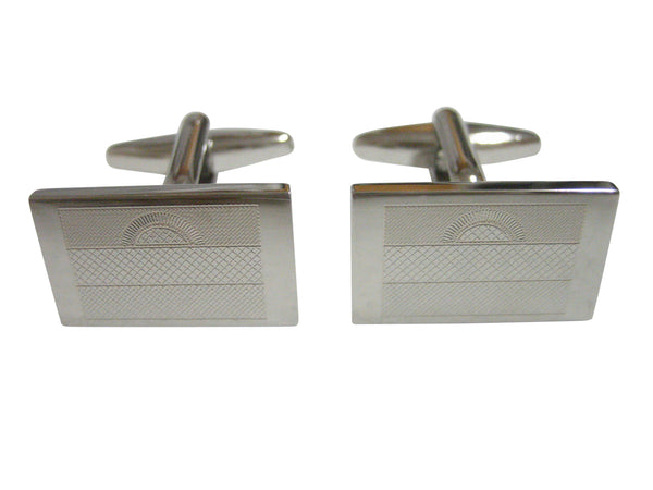 Silver Toned Etched Malawi Flag Cufflinks
