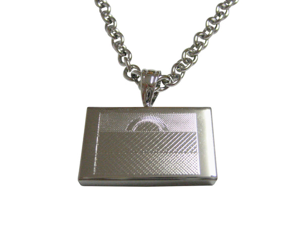 Silver Toned Etched Malawi Flag Pendant Necklace