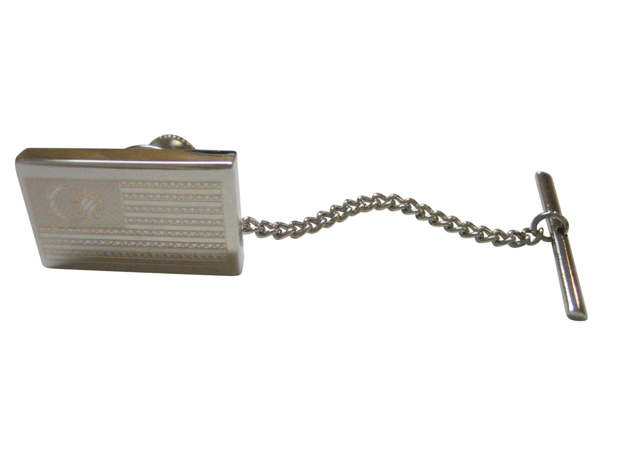 Silver Toned Etched Malaysia Flag Tie Tack