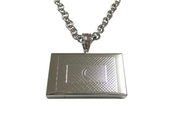 Silver Toned Etched Maldives Flag Pendant Necklace