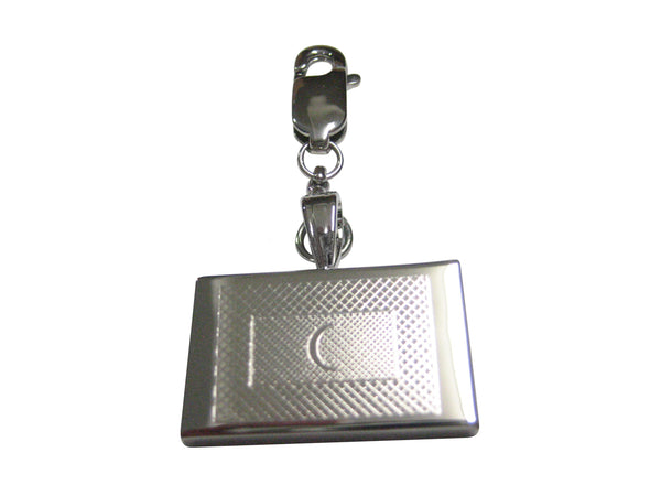 Silver Toned Etched Maldives Flag Pendant Zipper Pull Charm