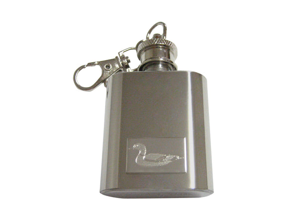 Silver Toned Etched Mallard Duck 1 Oz. Stainless Steel Key Chain Flask