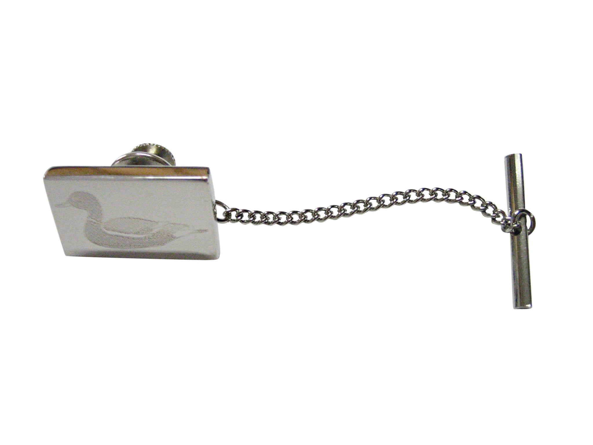Silver Toned Etched Mallard Duck Tie Tack