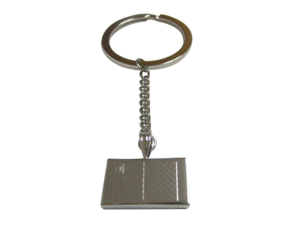 Silver Toned Etched Malta Flag Pendant Keychain