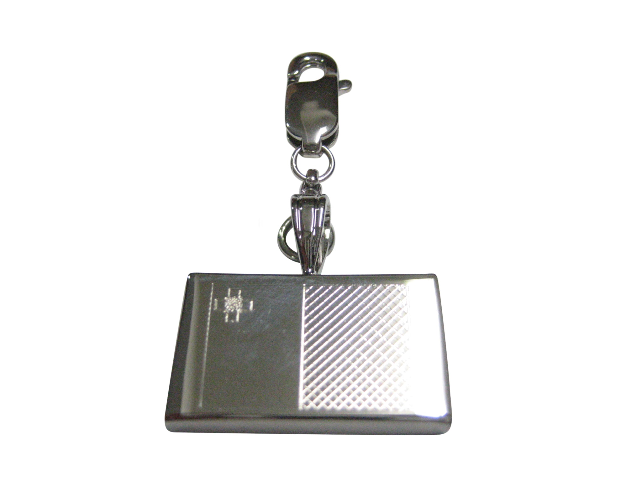 Silver Toned Etched Malta Flag Pendant Zipper Pull Charm