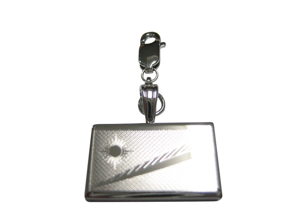 Silver Toned Etched Marshall Islands Flag Pendant Zipper Pull Charm