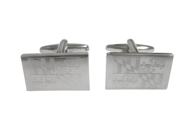 Silver Toned Etched Maryland State Flag Cufflinks