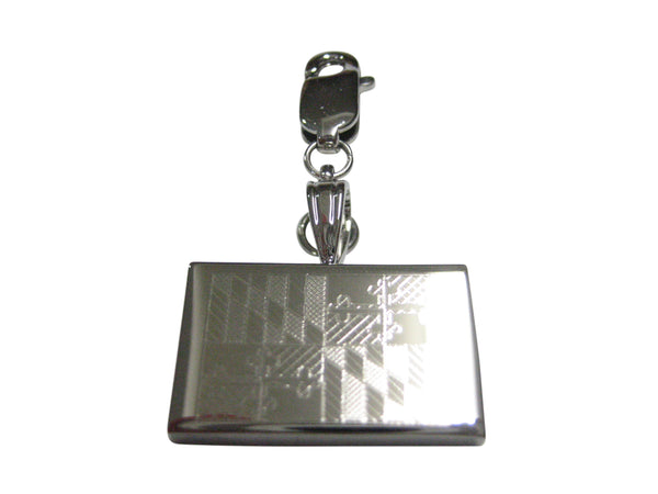 Silver Toned Etched Maryland State Flag Pendant Zipper Pull Charm
