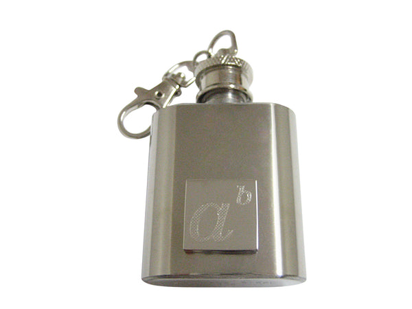 Silver Toned Etched Mathematical A to the Power of B 1 Oz. Stainless Steel Key Chain Flask
