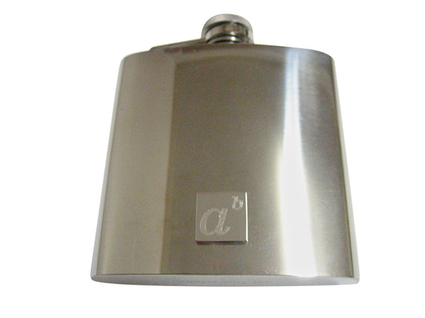 Silver Toned Etched Mathematical A to the Power of B 6 Oz. Stainless Steel Flask
